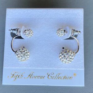 FAC Double Sided Pave Swarovski Crystal Earrings NWT